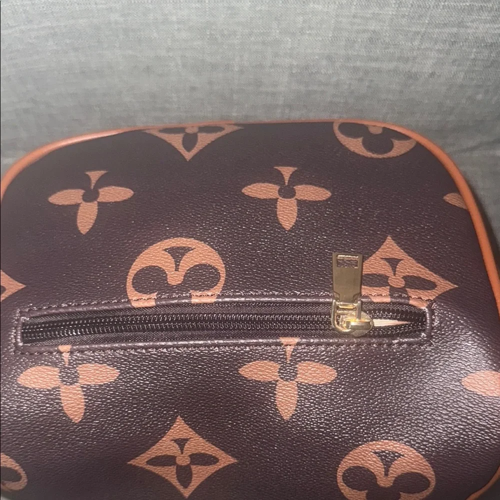 Vegan Leather Brown and Tan Monogram Crossbody Bag-NWOT - Picture 5 of 8